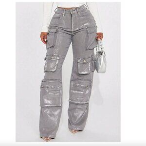 SHEIN Silver Straight Leg Cargo Pants